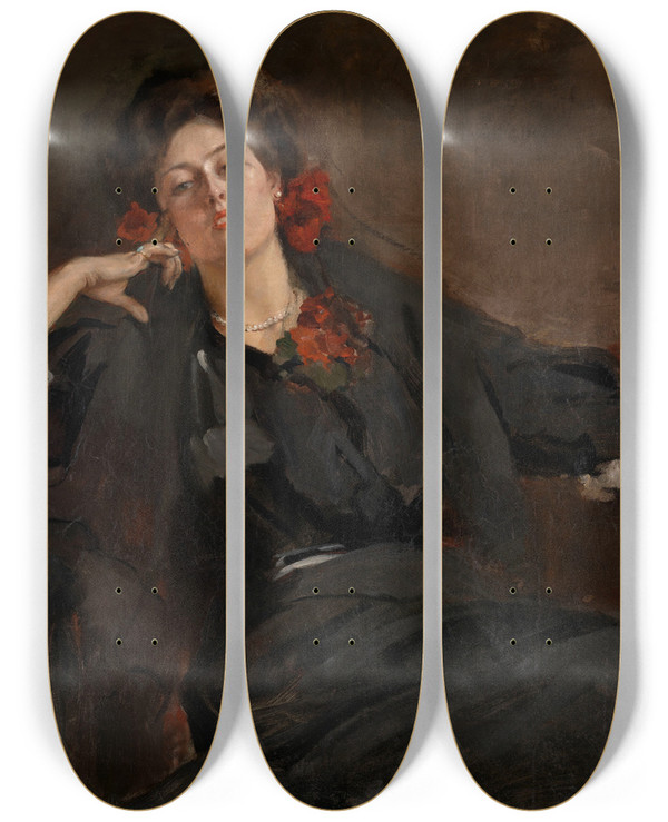 Triptych art skateboard deck of Jean Gouweloos Reverie by Jean Gouweloos