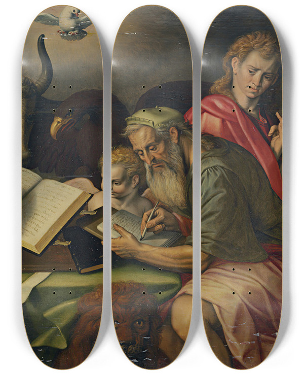 Triptych art skateboard deck of Frans Floris The Four Evangelists by Frans Floris (1519-1570)