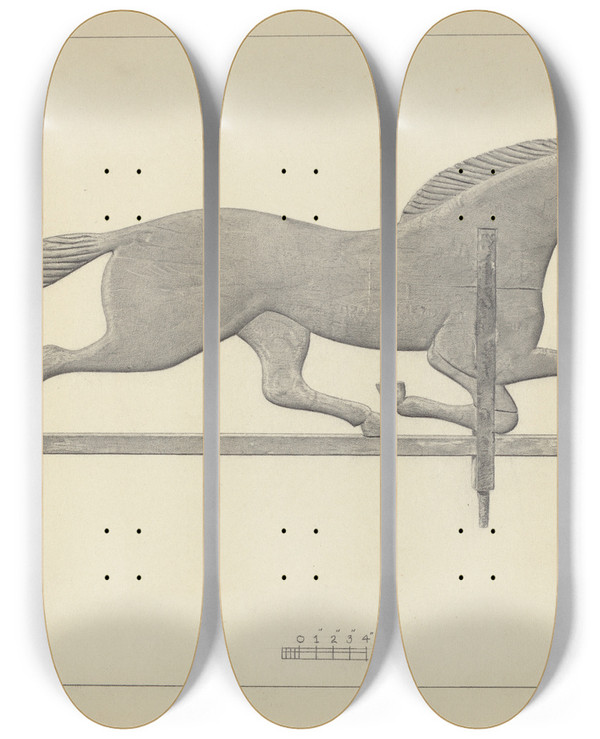Triptych art skateboard deck of Gordon Sanborn Horse Weather Vane_2 by Gordon Sanborn