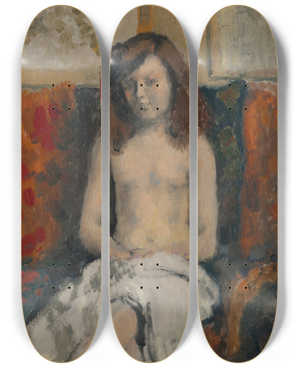 Triptych art skateboard deck of Georges Lemmen Jeune Fille Dans Un Intrieur by Georges Lemmen (1865-1916)