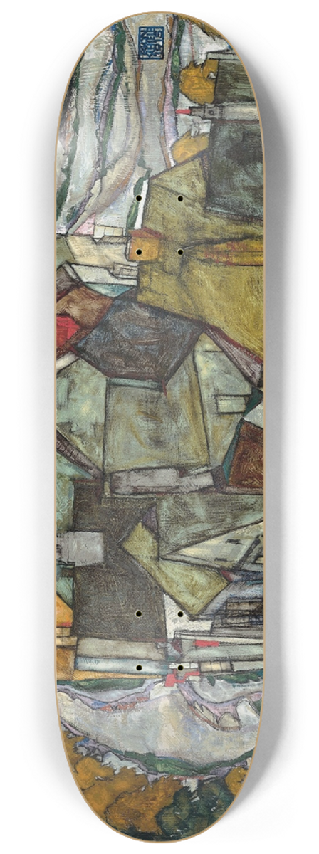 Egon Schiele - Crescent of Houses II 8.25 inch art skate deck