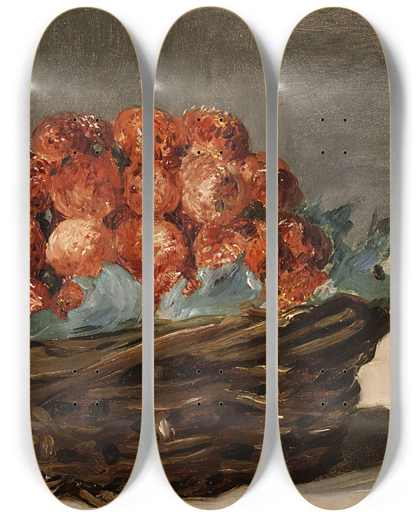 Triptych art skateboard deck of Douard Manet Strawberries by douard Manet (1832-1883)