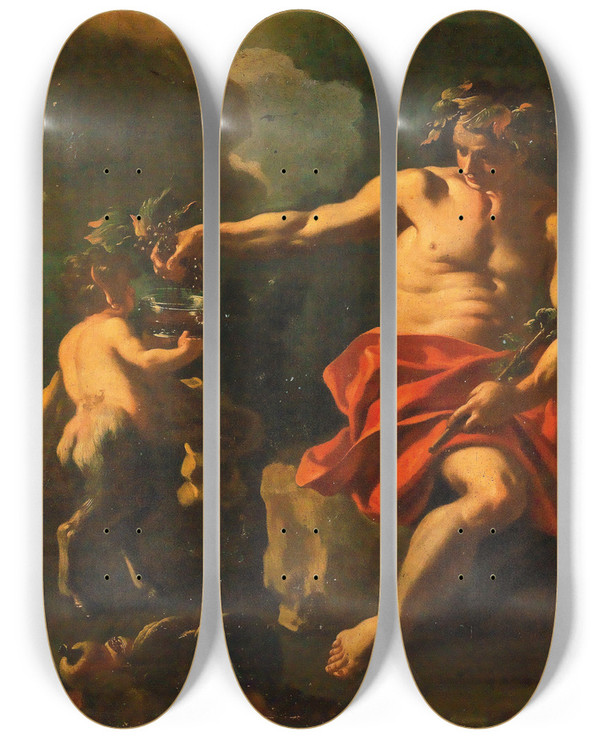 Triptych art skateboard deck of Francesco De Mura Allegory Of The Seasons_1 by Francesco de Mura (1696-1782)