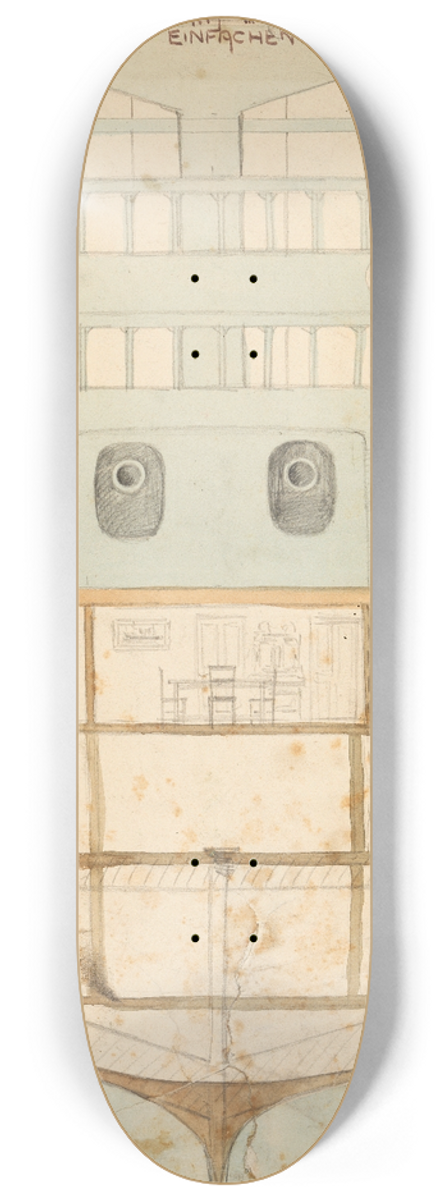 Egon Schiele - Entwurf zu einem Kriegsschiff-Spielzeug 8.25 inch art skate deck