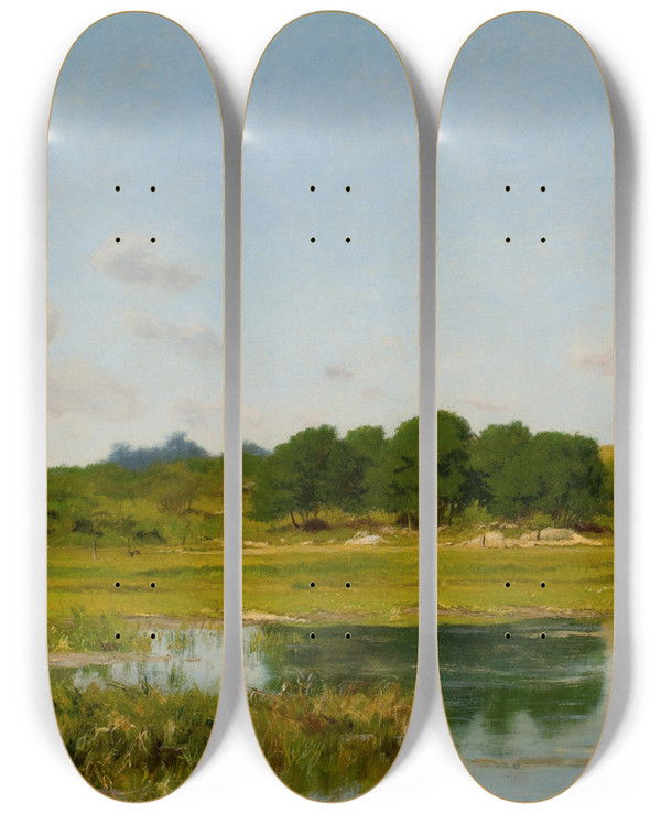 Triptych art skateboard deck of William Lamb Picknell Annisquam by William Lamb Picknell (1853-1897)