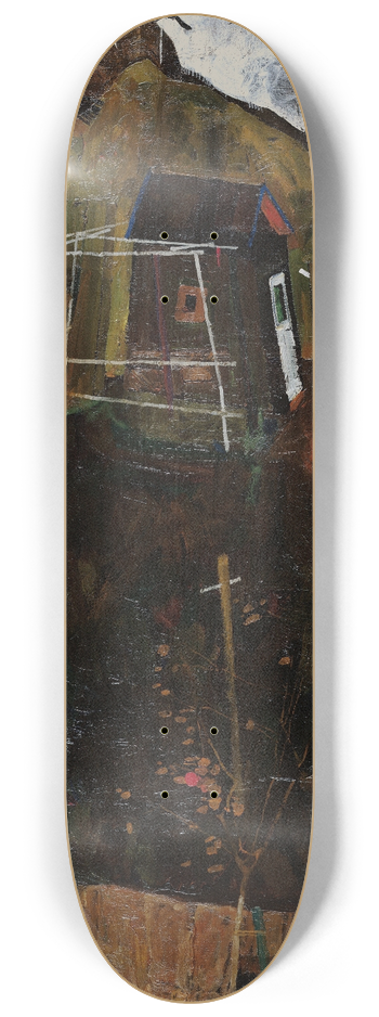 Egon Schiele - Landscape with raven 8.25 inch art skate deck