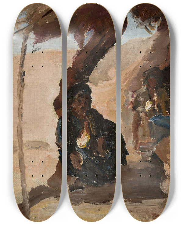 Triptych art skateboard deck of Jan Cigliski Desert_2 by Jan Ciaglinski (1858-1913)
