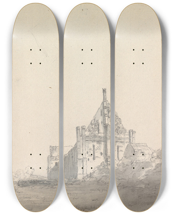 Triptych art skateboard deck of James Moore Abbotsbury Abbey Dorset England_3 by James Moore (1762-1799)