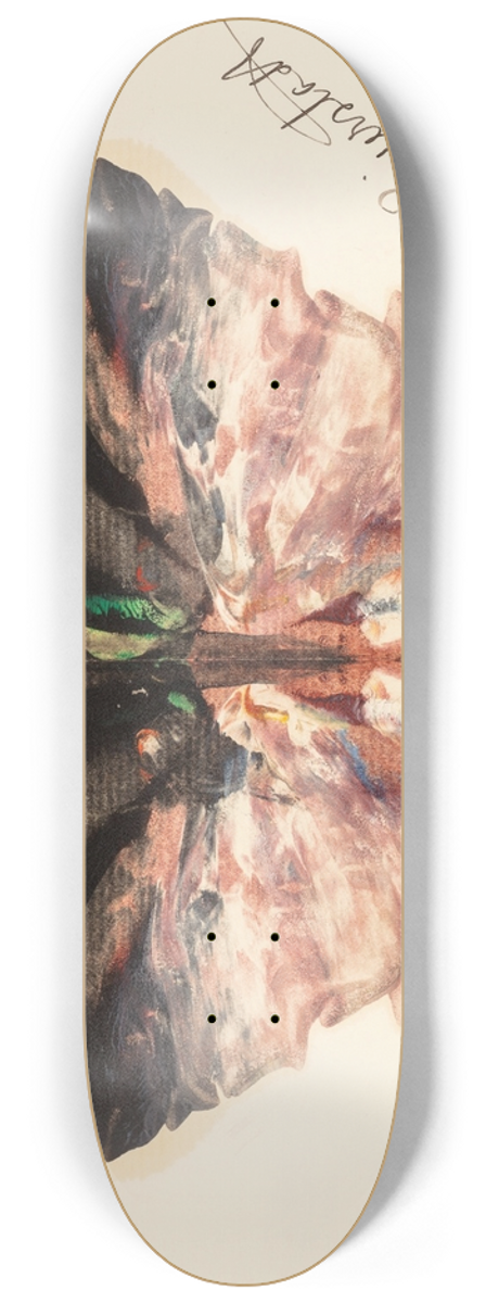 Albert Bierstadt - Pink Butterfly 8.25 inch art skate deck