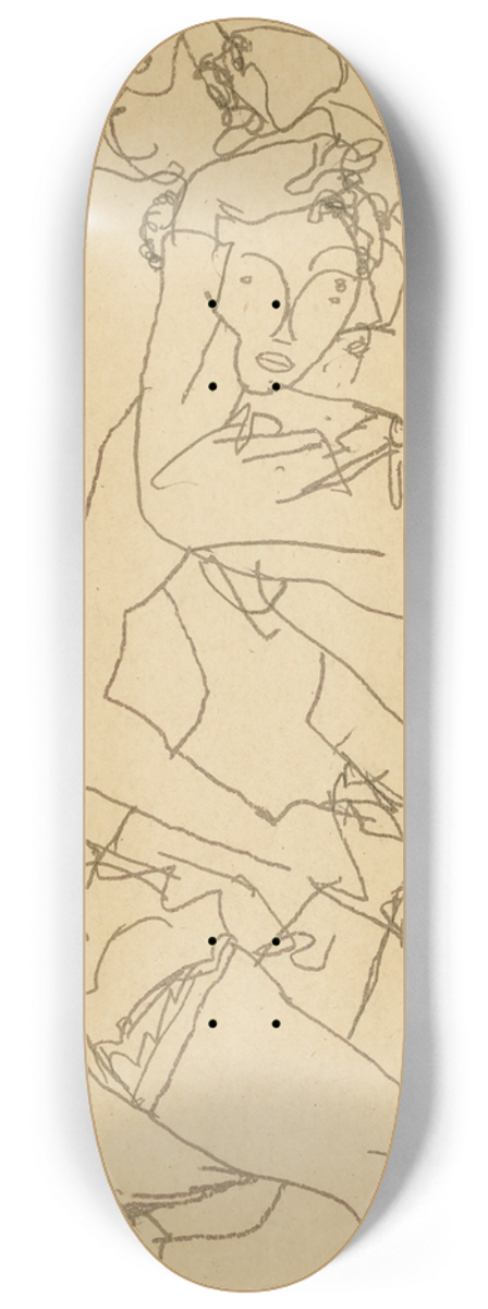 Egon Schiele - Paar Im Umarmung (Couple embracing) 8.25 inch art skate deck