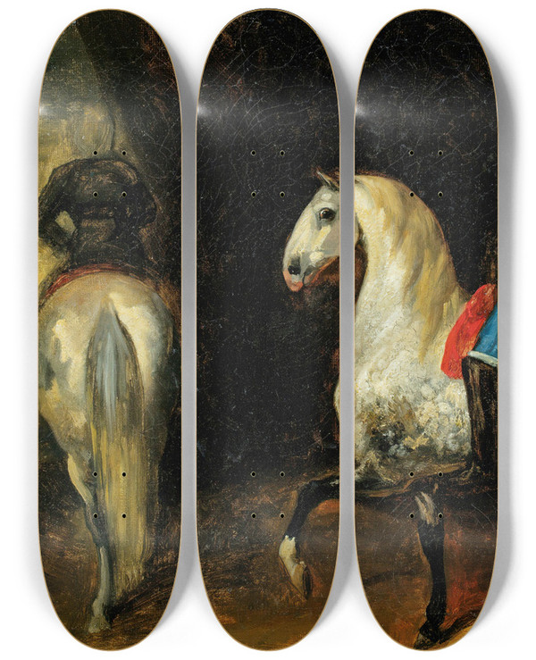 Triptych art skateboard deck of Thodore Gricault Le Mange by Theodore Gericault (1791-1824)