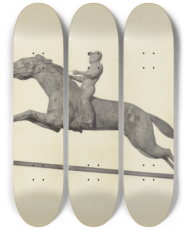 Triptych art skateboard deck of Helen Hobart Weather Vane Finial_4 by Helen Hobart