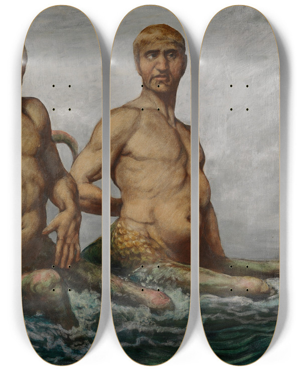 Triptych art skateboard deck of Hans Thoma Meermnner by Hans Thoma (1839-1924)