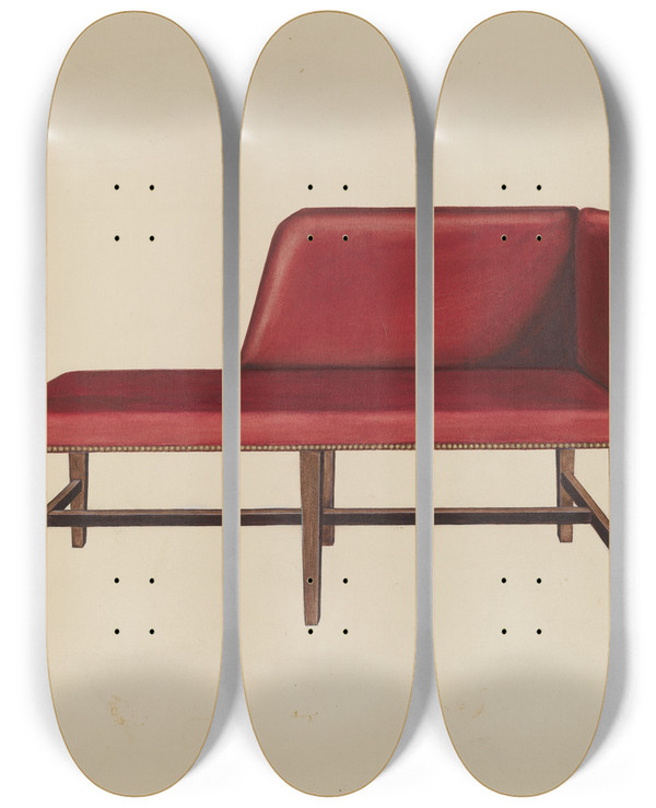 Triptych art skateboard deck of Lillian Causey Settee Or Chaise Lounge by Lillian Causey (20-)