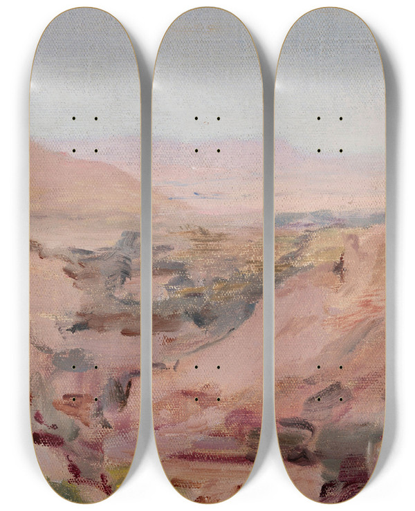 Triptych art skateboard deck of Jan Cigliski Remote Indian Landscape From The Journey To India by Jan Ciaglinski (1858-1913)