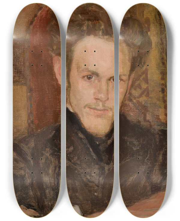 Triptych art skateboard deck of Witold Wojtkiewicz Portrait Of Maksymilian Rosen Painter by Witold Wojtkiewicz (1879-1909)