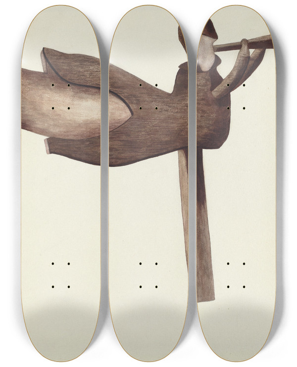 Triptych art skateboard deck of Mildred E Bent Weather Vane by Mildred E Bent