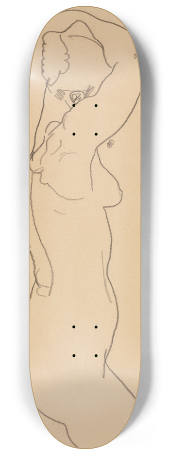 Egon Schiele - Standing Nude, Facing Right 8.25 inch art skate deck