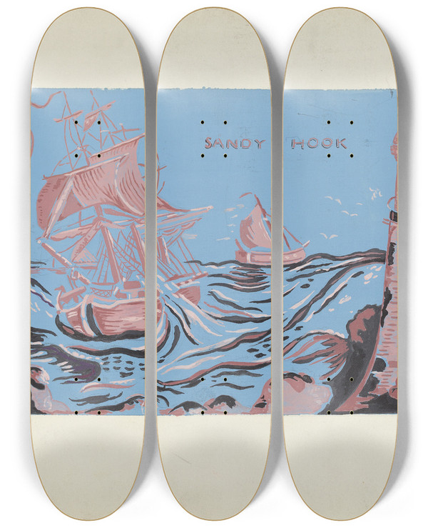 Triptych art skateboard deck of Selma Sandler Bandbox by Selma Sandler