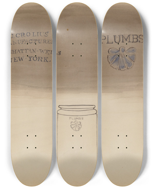 Triptych art skateboard deck of Frank Fumagalli Preserve Jar by Frank Fumagalli (20-)