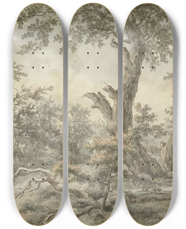 Triptych art skateboard deck of Cornelis Buys Boslandschap by Cornelis Buys (16-)