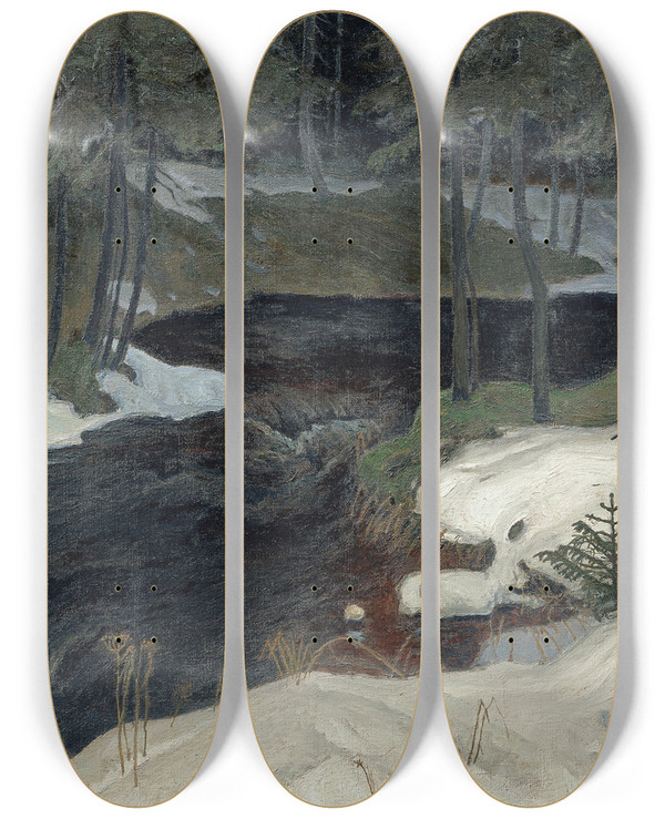Triptych art skateboard deck of Stefan Filipkiewicz Bergstrom by Stefan Filipkiewicz (1879-1944)