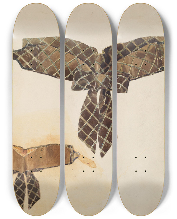 Triptych art skateboard deck of James Vail Cravat by James Vail