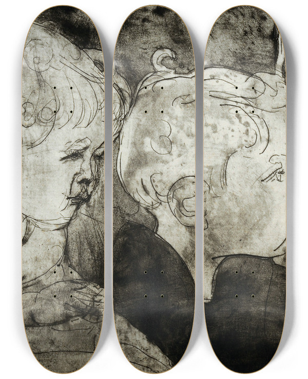 Triptych art skateboard deck of Albert Mller Kaspar Und Judith Ii by Albert Muller (1897-1926)