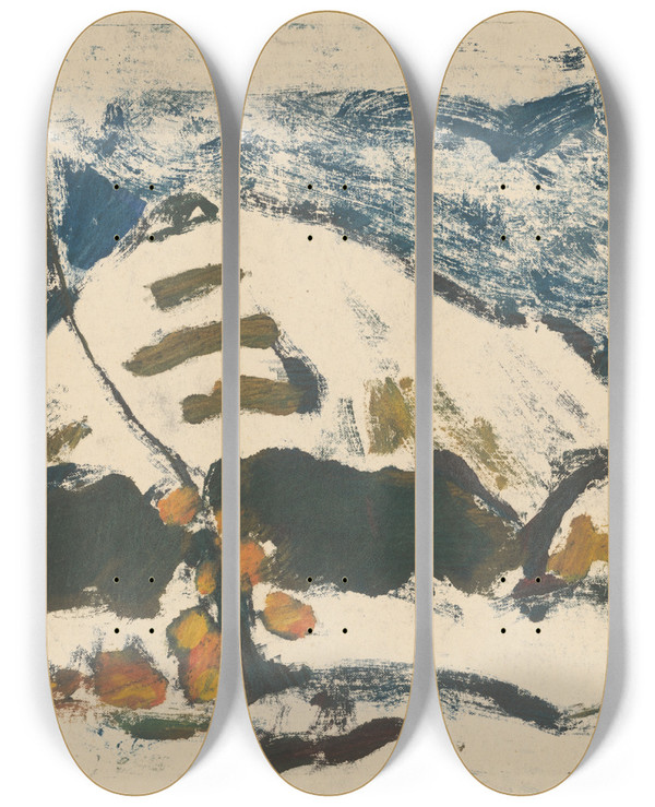 Triptych art skateboard deck of Zolo Palugyay Jese by Zolo Palugyay (1898-1935)