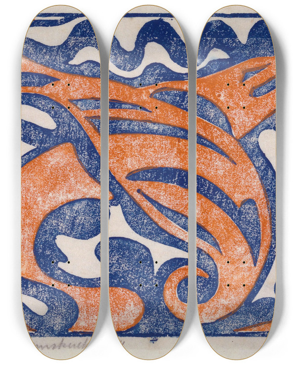 Triptych art skateboard deck of Jacoba Van Heemskerck Compositie Xx by Jacoba Van Heemskerck (1876-1923)