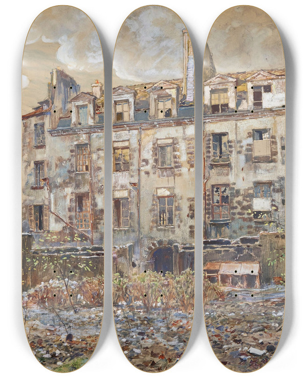 Triptych art skateboard deck of Frdric Houbron Lancien Cimetire Saintandr 13 Rue Suger 6Me Arrondissement by Frederic Houbron (1851-1908)