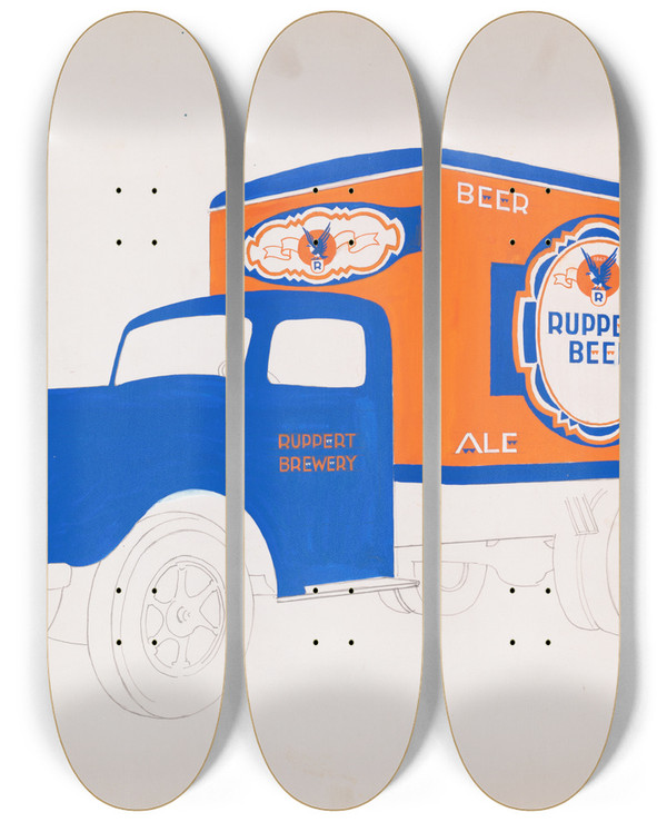 Triptych art skateboard deck of Winold Reiss Graphic Designs For Ruppert Beer And Ale Truck Project by Winold Reiss (1886-1953)