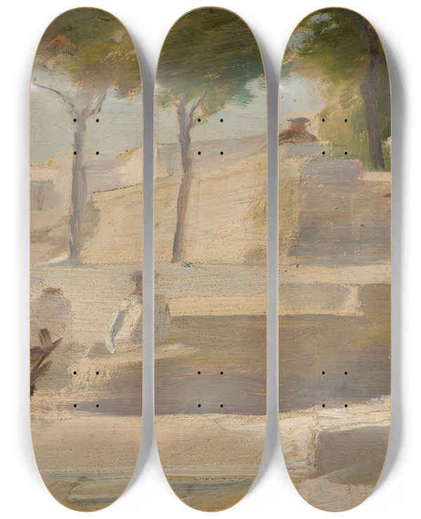 Triptych art skateboard deck of Jan Cigliski Study From The Journey To Crimea by Jan Ciaglinski (1858-1913)