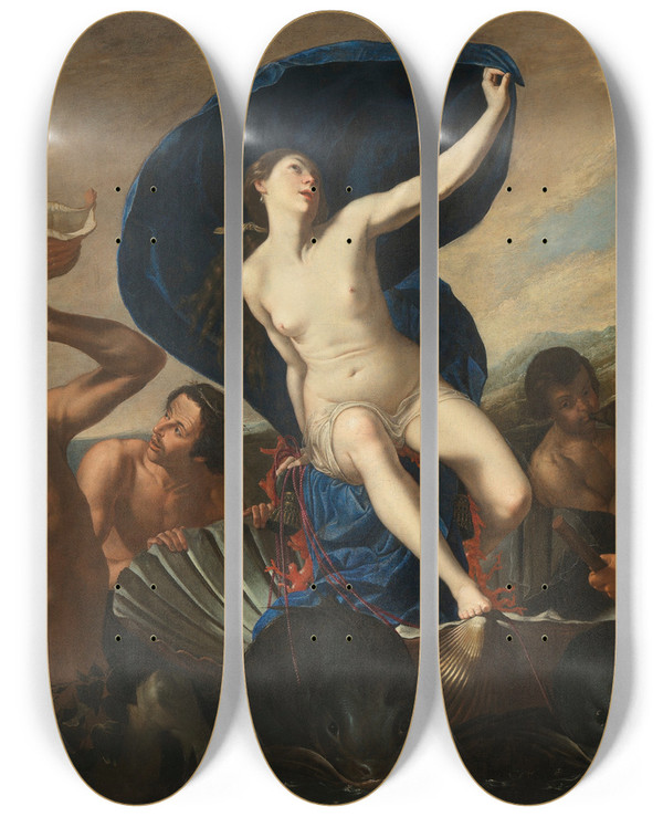 Triptych art skateboard deck of Artemisia Gentileschi The Triumph Of Galatea by Artemisia Gentileschi (1593-1654)