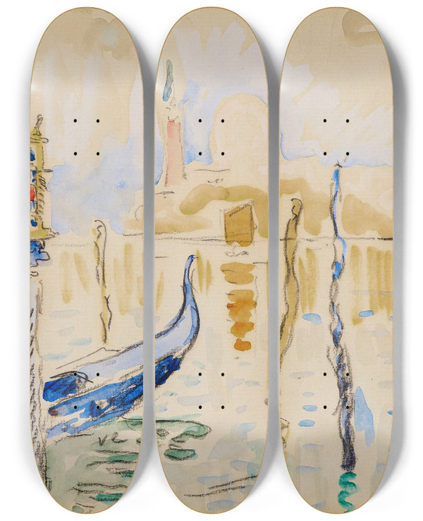 Triptych art skateboard deck of Paul Signac Venise Fanal Du Traghetto by Paul Signac (1863-1935)