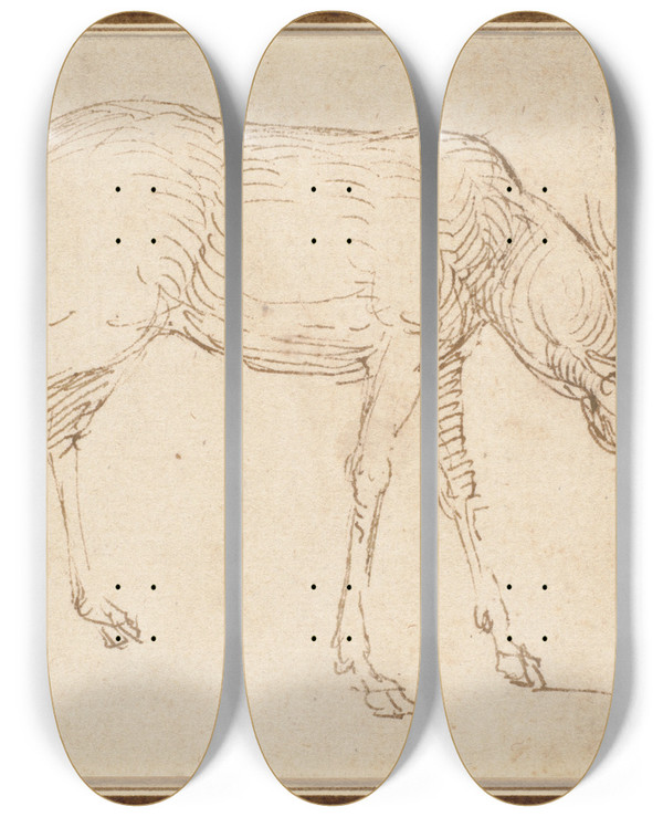 Triptych art skateboard deck of Stefano Da Verona Studies Of A Stag by Stefano da Verona (1379-1438)