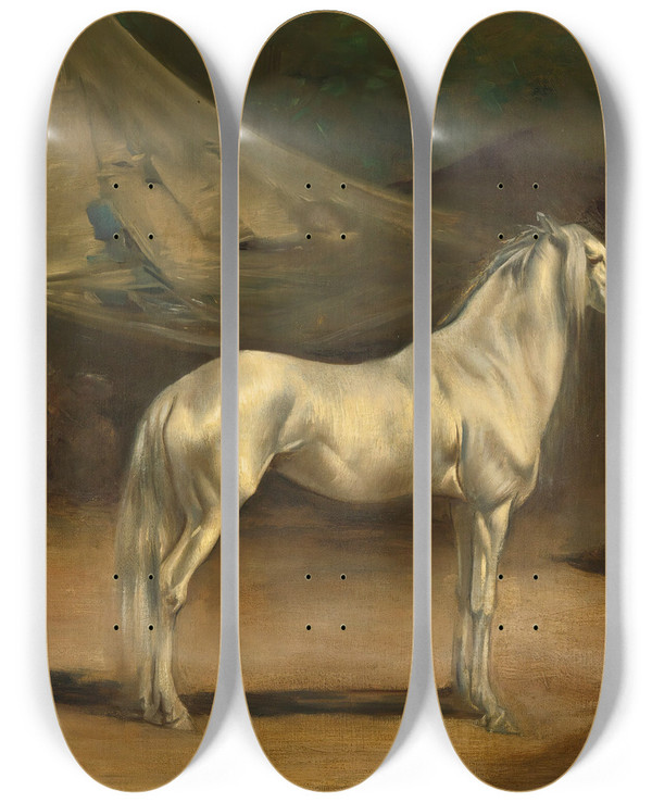 Triptych art skateboard deck of Eugne Fromentin Le Campement Arabe by Eugene Fromentin (1820-1876)