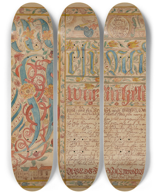 Triptych art skateboard deck of Albert Levone Fraktur_1 by Albert Levone (20-)