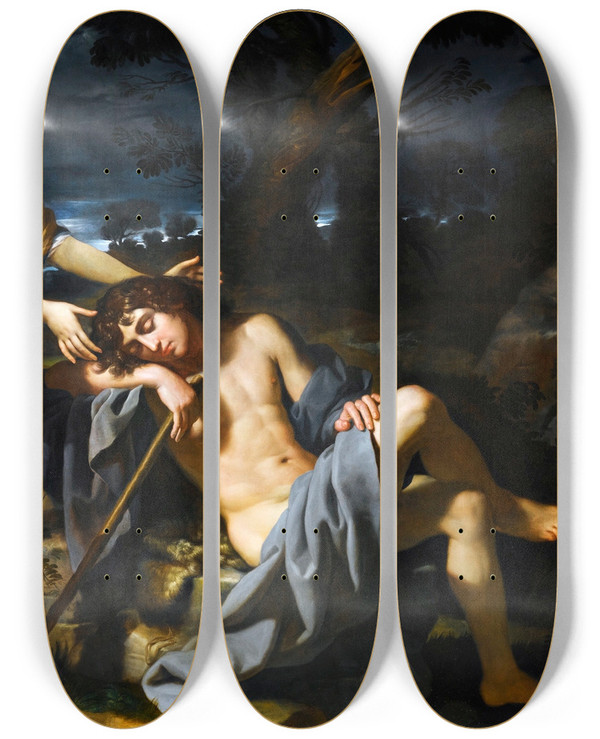 Triptych art skateboard deck of Benedetto Gennari The Younger Diana And Endymion by Benedetto Gennari The Younger (1633-1715)