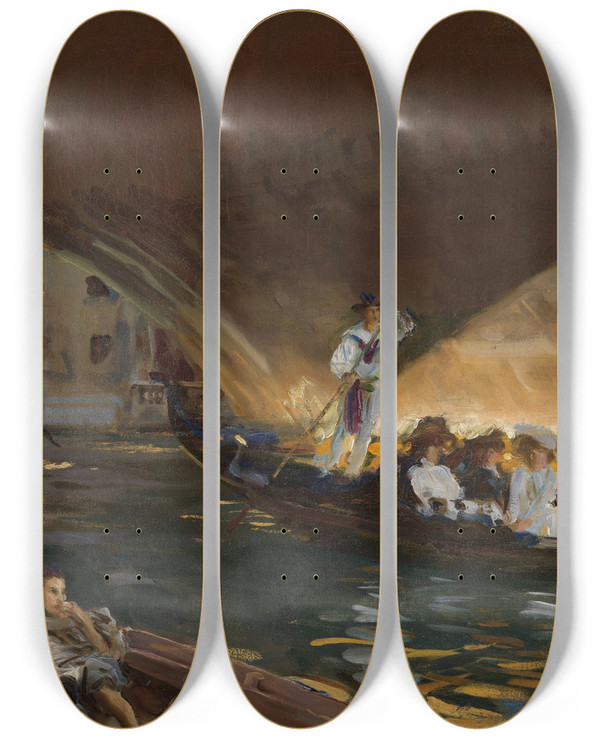 Triptych art skateboard deck of John Singer Sargent The Rialto by John Singer Sargent (1856-1925)