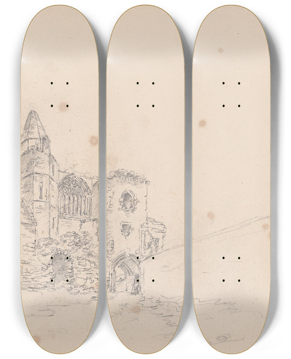 Triptych art skateboard deck of James Moore Dunfermline The Refectory by James Moore (1762-1799)