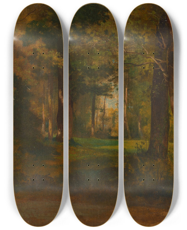 Triptych art skateboard deck of Jzef Szermentowski Forest by Jozef Szermentowski (1833-1876)