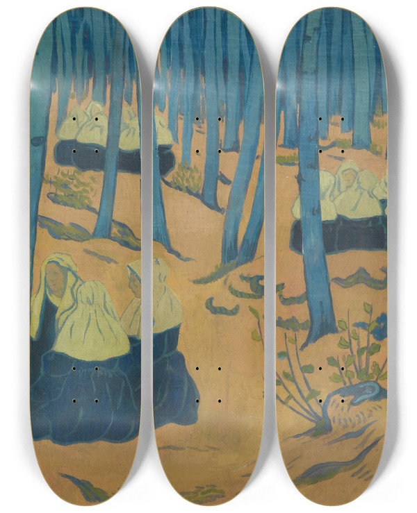 Triptych art skateboard deck of Paul Srusier Bretonnes Runion Dans Le Bois Sacr by Paul Serusier (1864-1927)