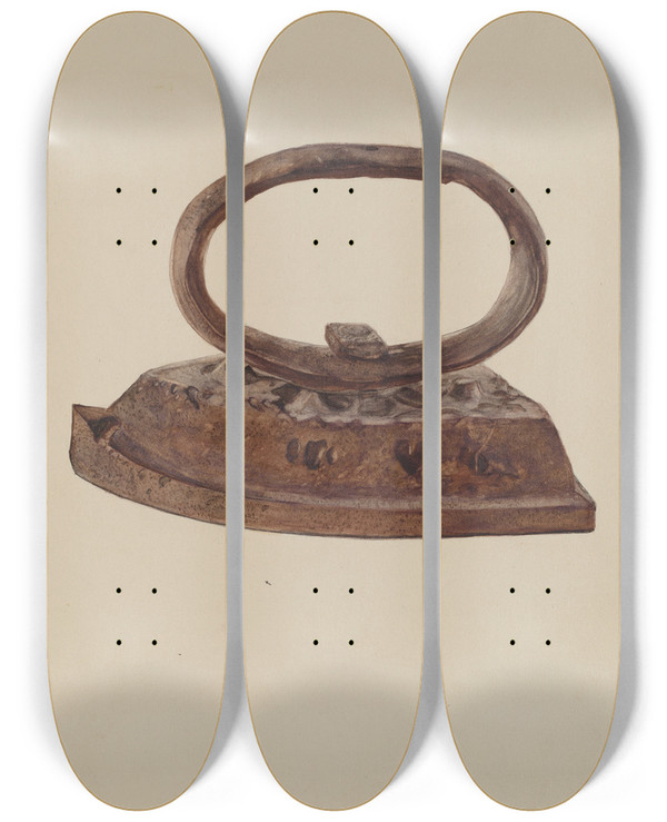 Triptych art skateboard deck of Gerard Barnett Iron by Gerard Barnett
