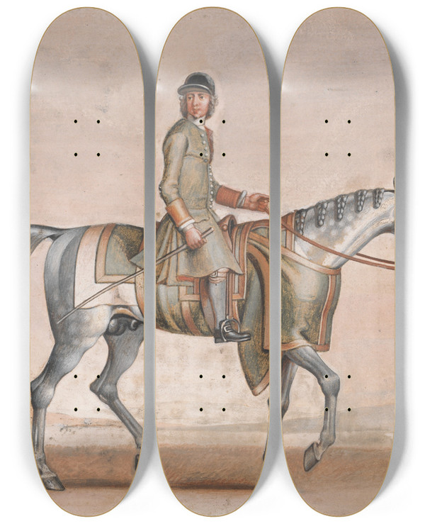 Triptych art skateboard deck of James Seymour Victorious by James Seymour (1697-1752)