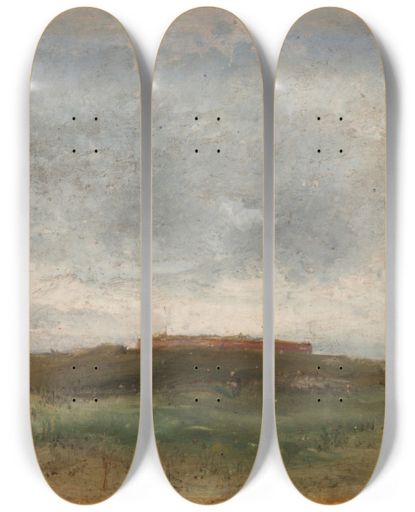 Triptych art skateboard deck of James Ensor Fort Napoleon by James Ensor (1860-1949)