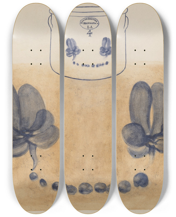Triptych art skateboard deck of Yolande Delasser Crock_32 by Yolande Delasser (1935)