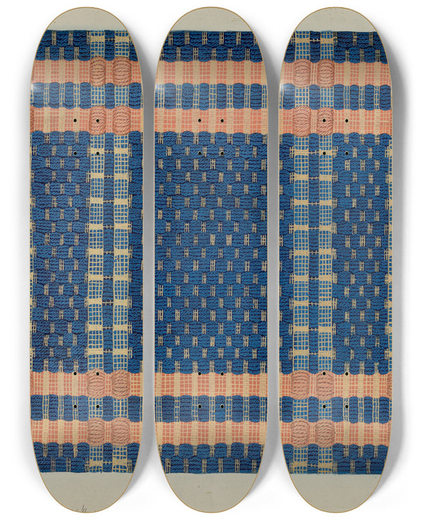 Triptych art skateboard deck of Cornelius Christoffels Coverlet_8 by Cornelius Christoffels (1879-1960)