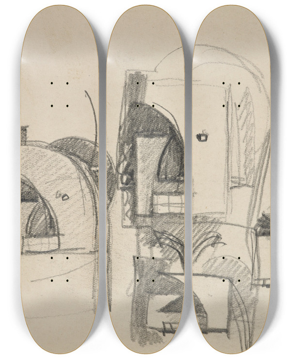 Triptych art skateboard deck of Julio Gonzlez Ttes_7 by Julio Gonzalez (1876-1942)