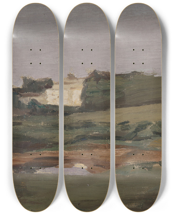 Triptych art skateboard deck of Jan Cigliski Northern Studies The White Night_5 by Jan Ciaglinski (1858-1913)
